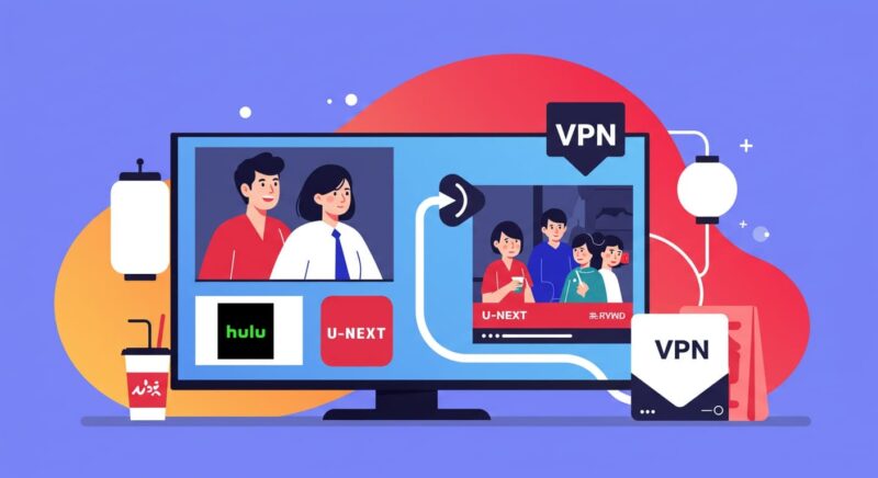 公式配信サービス（U-NEXT/Hulu Japanなど）+VPN